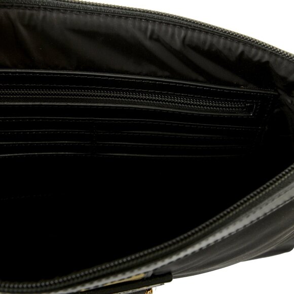 Versace Unisex Olive Green 100% Leather Wristlet Handbag  Versace Unisex Black Greeca Stripe Clutch Handbag Pouch Bag